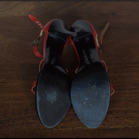 Hermes Red Patent Ankle Strap Heels - Picture 4 of 4